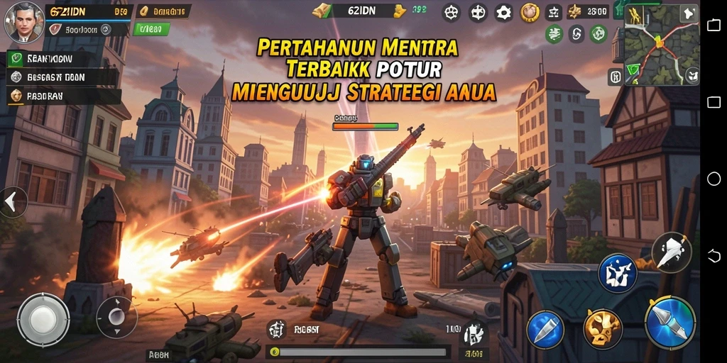 Tangkapan layar gameplay 62IDN dengan aksi menara yang mendebarkan.