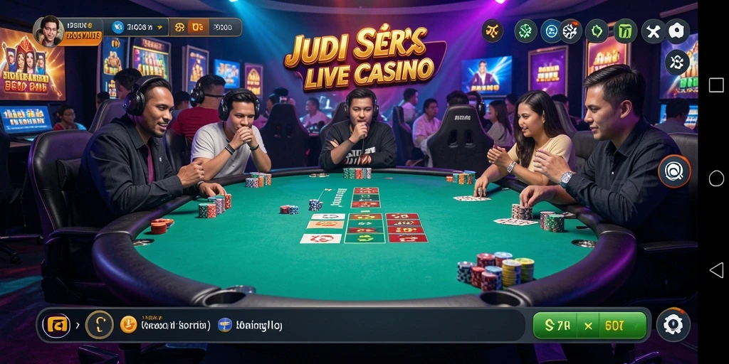 Screenshot gameplay Live Casino di 73K dengan dealer langsung.