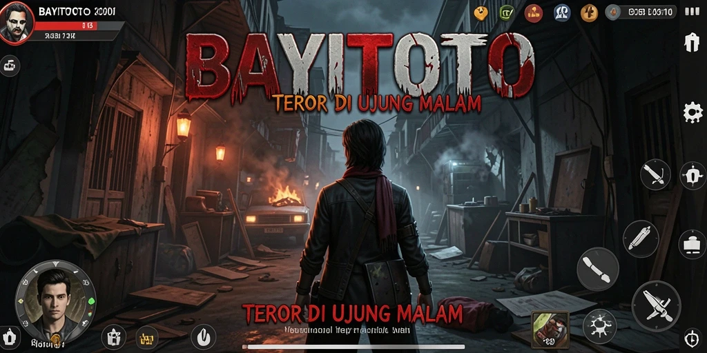 Screenshot gameplay yang mendebarkan dari BAYITOTO di dunia horor.