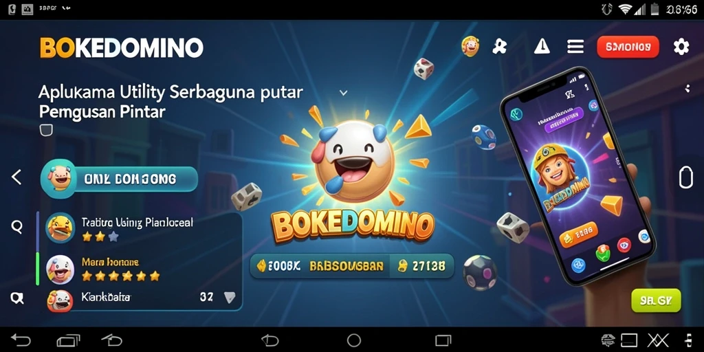 Tampilan utama BOKEDOMINO dengan fitur-fitur Utility