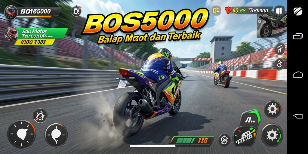 Screenshot gameplay BOS5000 menampilkan balapan seru dan penuh aksi.