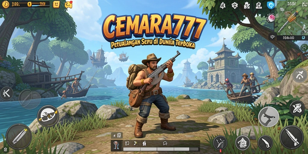 Screenshot CEMARA777 menunjukkan petualangan epik di dunia terbuka.