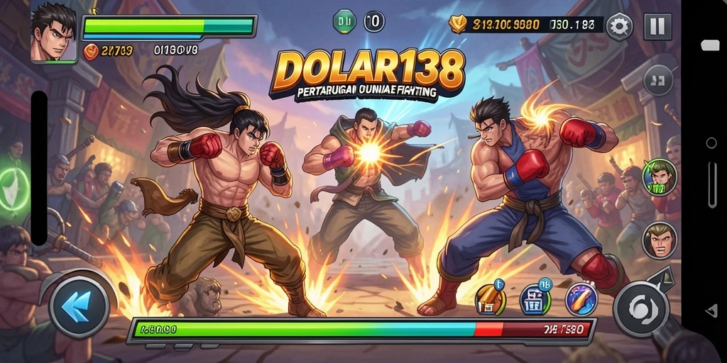 Tampilan menarik dalam DOLAR138 saat karakter bertarung di arena.