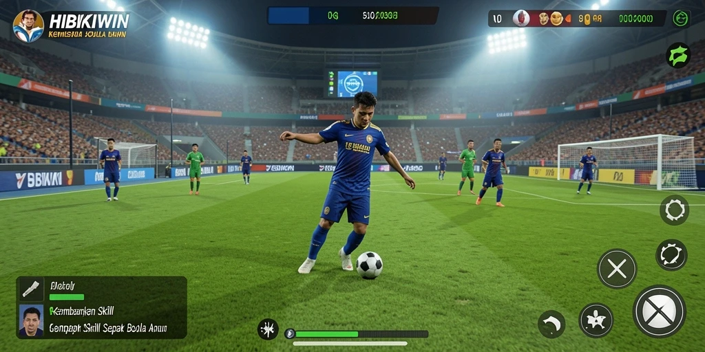Tampilan gameplay HIBIKIWIN yang menggambarkan aksi seru di lapangan.