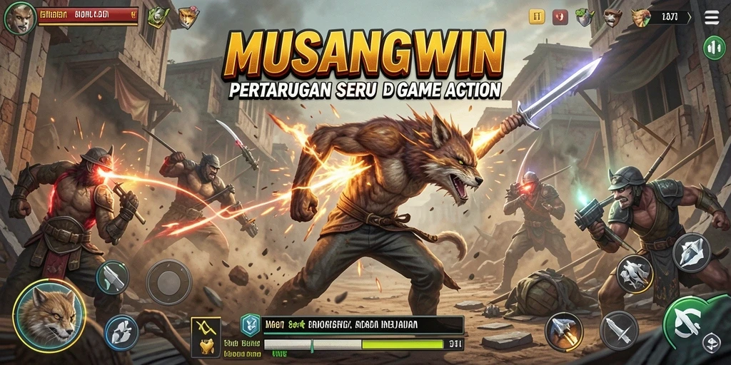 Tampilan seru dari gameplay MUSANGWIN yang penuh aksi.