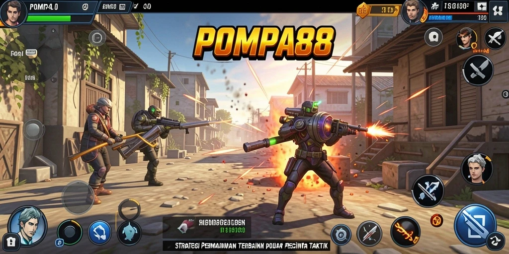Screenshot gameplay POMPA88 menunjukkan pertempuran strategis yang intens.