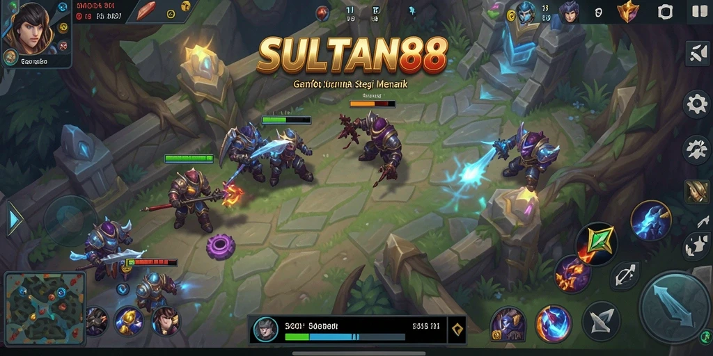 Screenshot gameplay seru dari SULTAN88 yang menunjukkan aksi pertempuran MOBA.