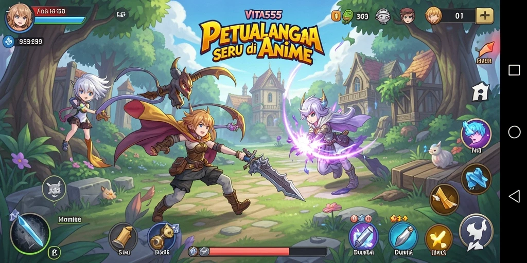 Screenshot gameplay VITA555 menunjukkan aksi seru di dunia anime.